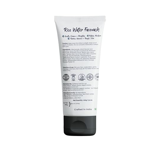 Rice Water Foaming Face Wash with Niacinamide | Hydrating & Even Tone | Korean Glass Skin Effect | For All Skin Types - 100ML