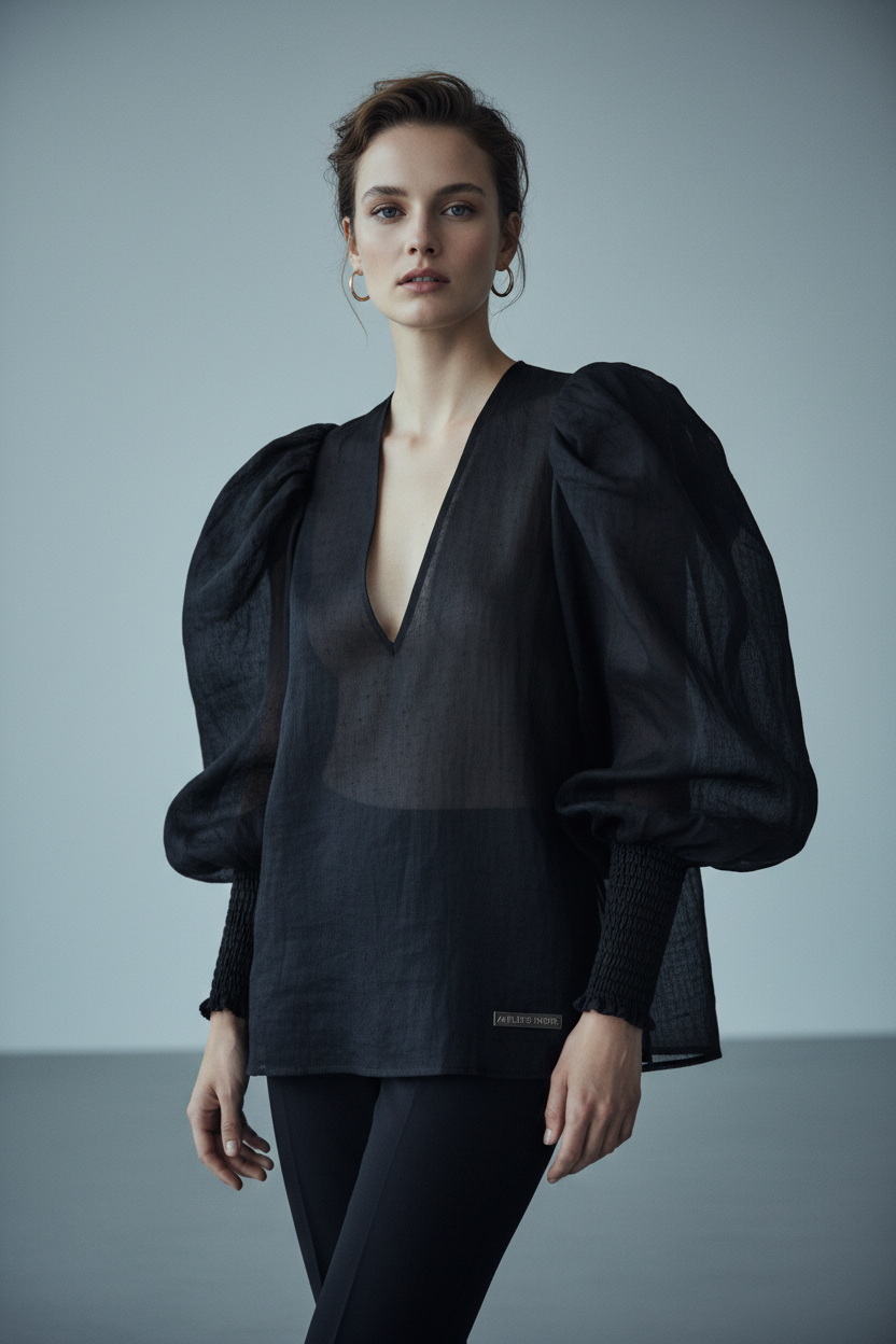 Puff Sleeve Blouse – Black