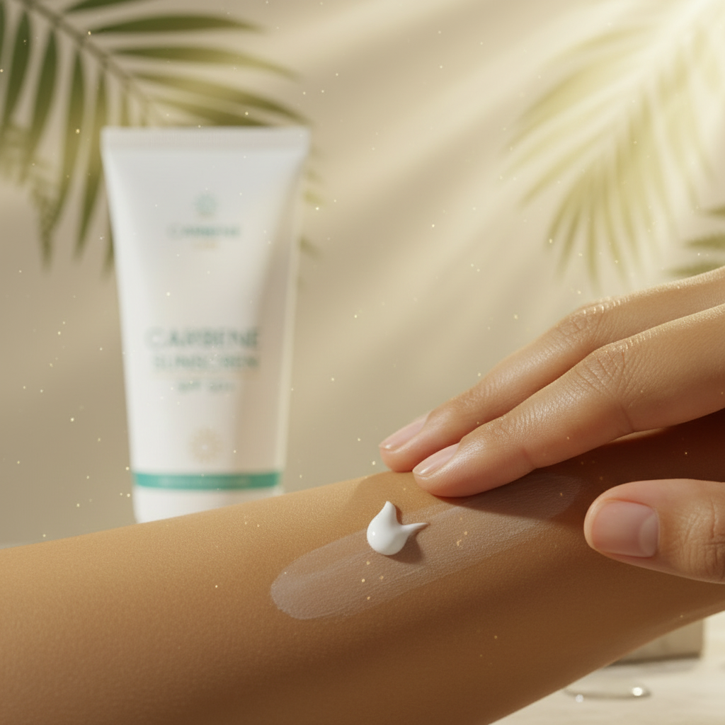 Carbene Sunscreen – cream application macro
