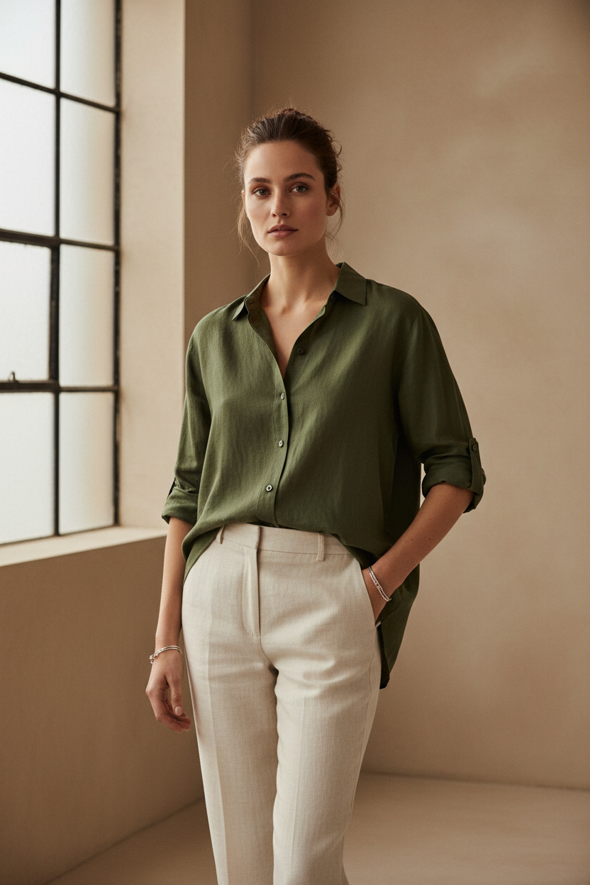 Linen Shirt – Olive