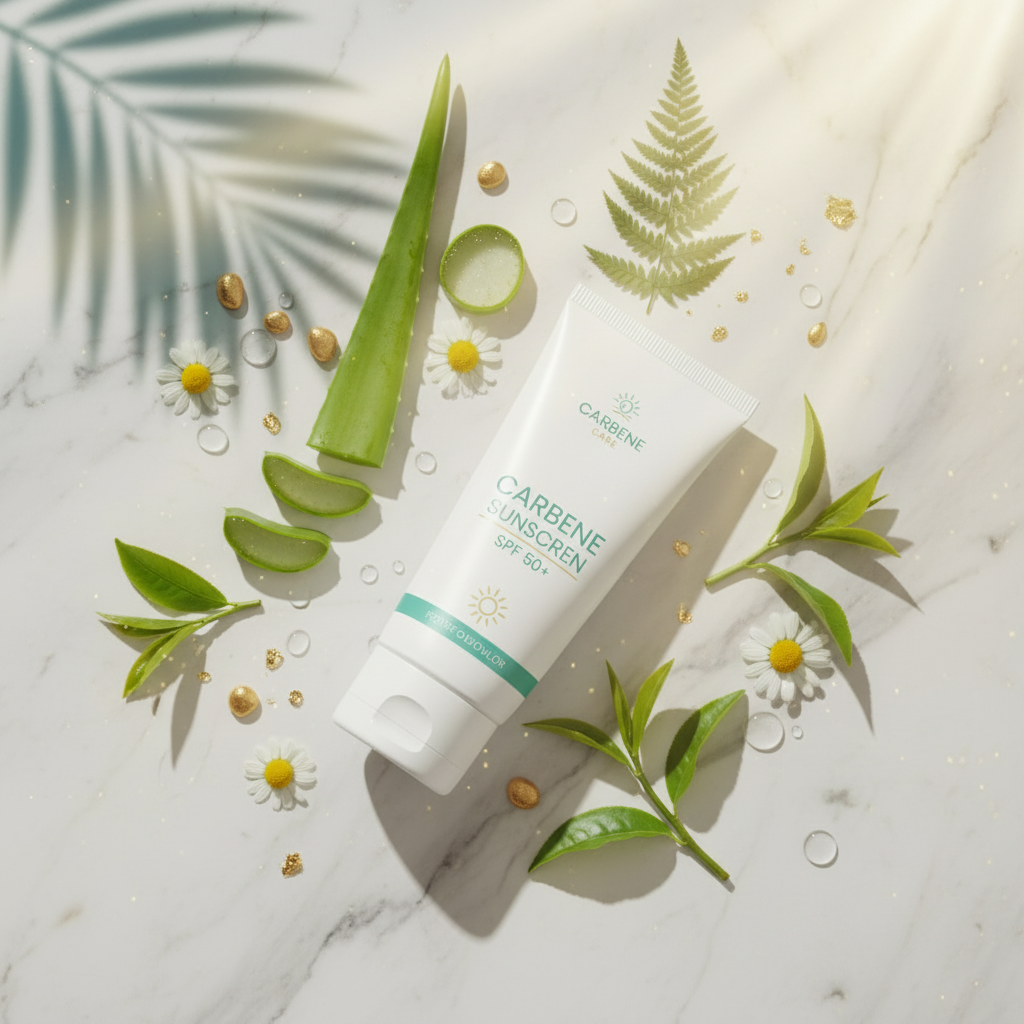 Carbene Sunscreen – botanical flatlay