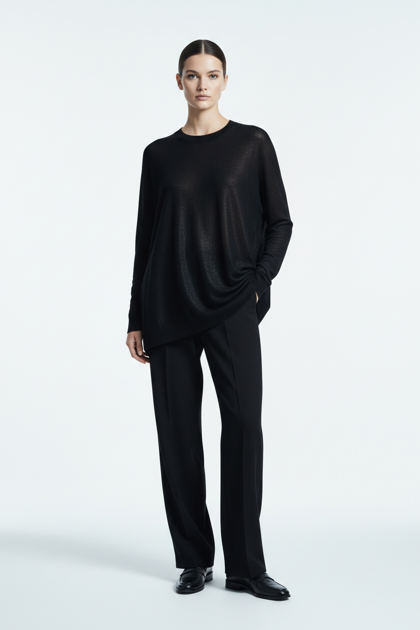 Fine Knit Pullover – Black