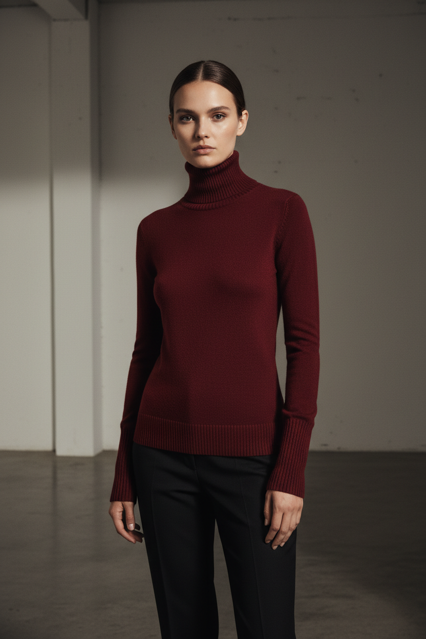 Wool Turtleneck – Burgundy